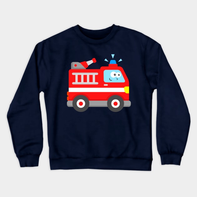 Kids Fire Engine Firefighter Truck Toddler Boy Girl Crewneck Sweatshirt by samshirts